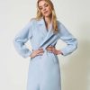 TWINSET Cappotto In Double Di Misto Lana Azzurro Hot