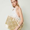 TWINSET Borsa Shopper 'Palermo' Con Ricamo Oval T Bianco Wholesale