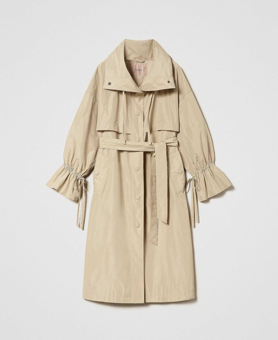 TWINSET Trench In Taffet Con Cintura Beige Best