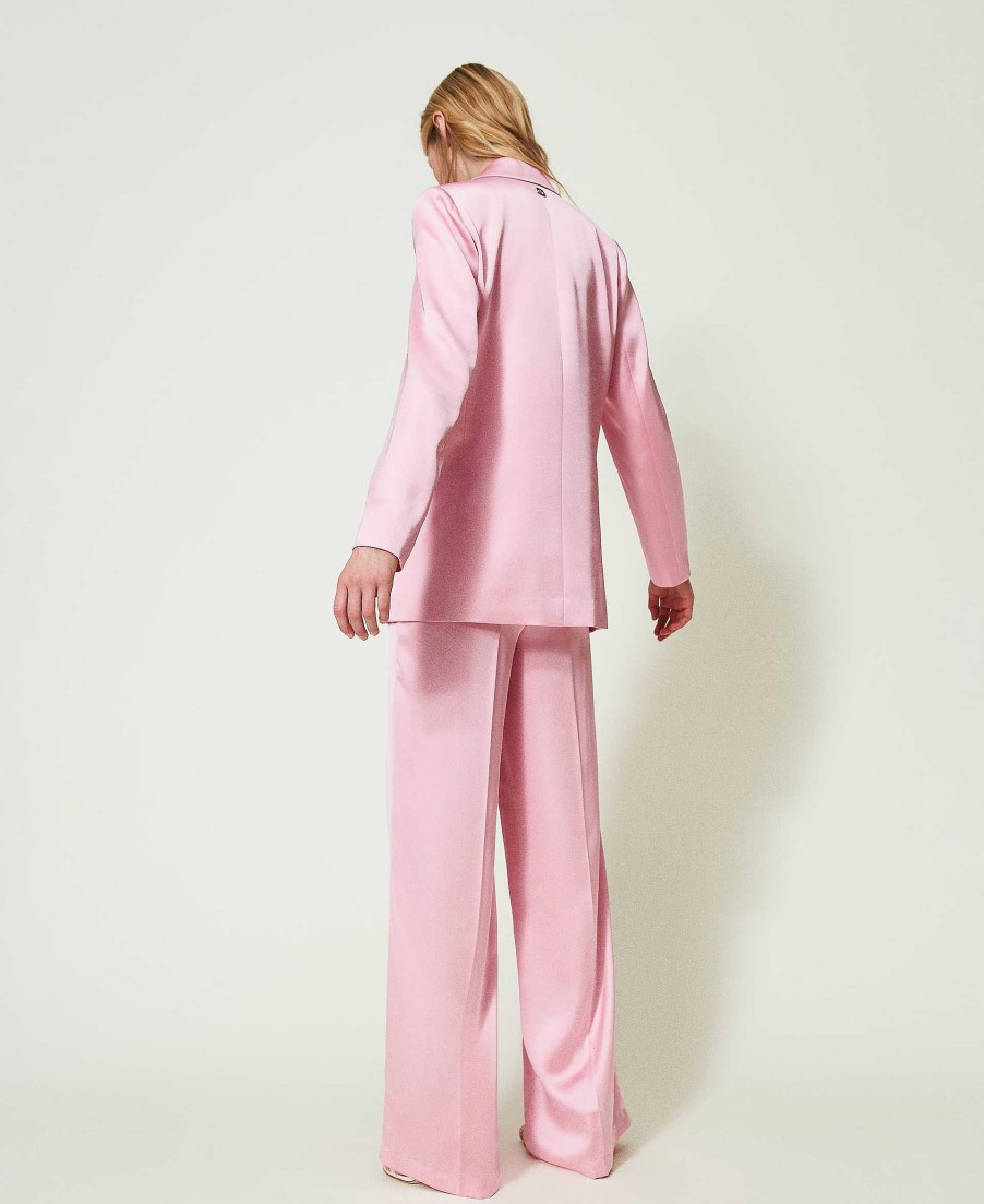 TWINSET Pantaloni A Palazzo In Raso Rosa Best