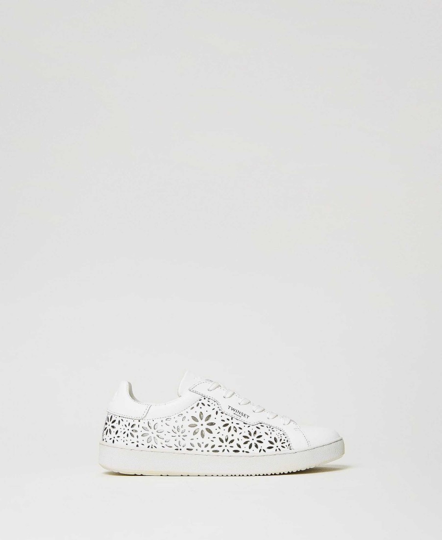 TWINSET Sneakers In Pelle Laserata Bianco Hot