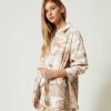 TWINSET Giacca Sahariana A Stampa Camouflage Beige New