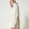 TWINSET Cardigan A Losanghe Con Piume Bianco Best