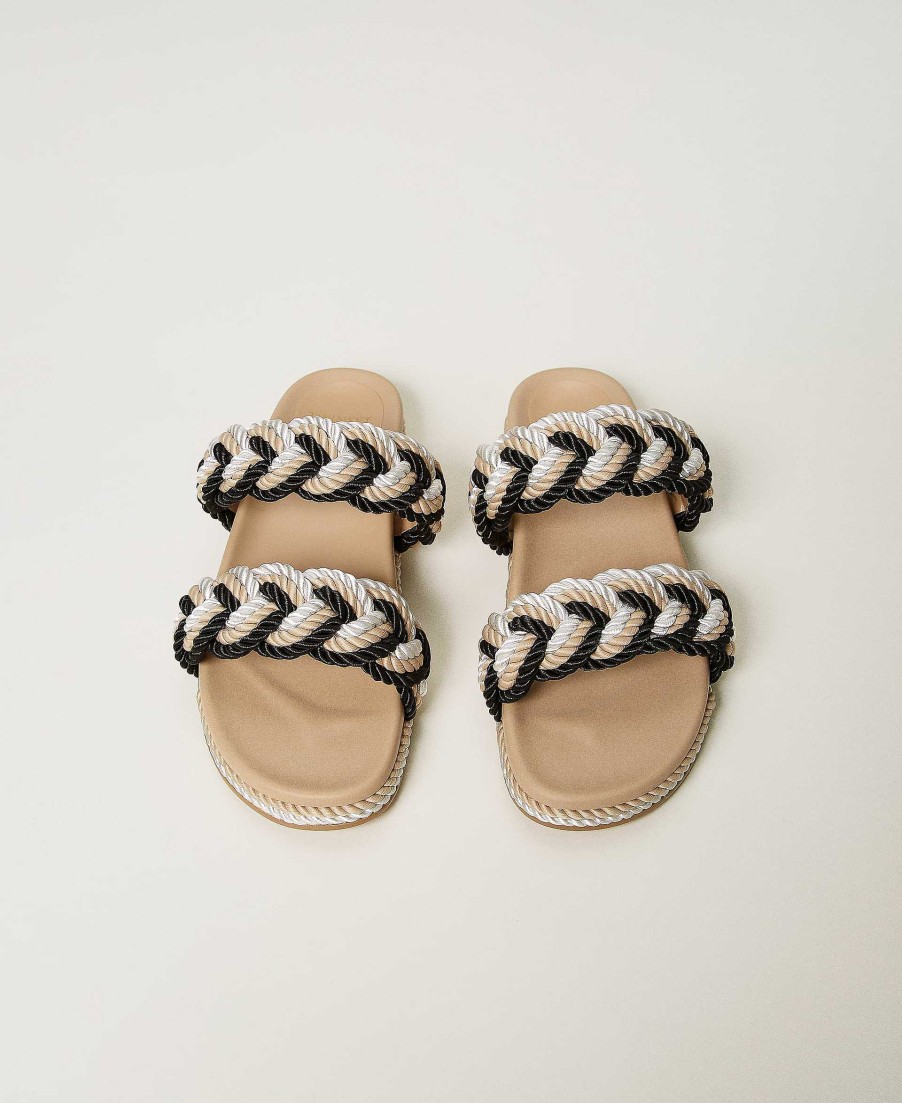 TWINSET Sandali Slide Con Trecce Marrone Hot