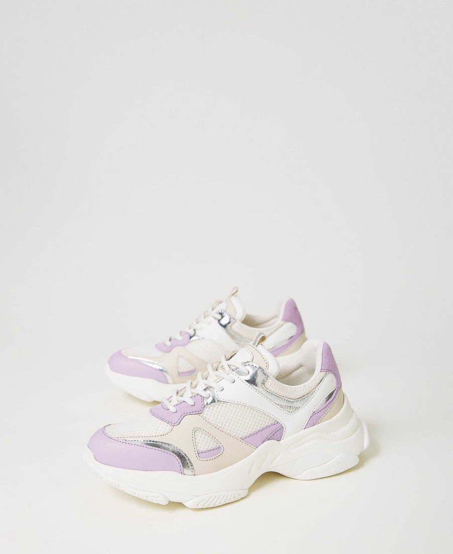 TWINSET Sneakers Running In Pelle Con Inserti Viola New