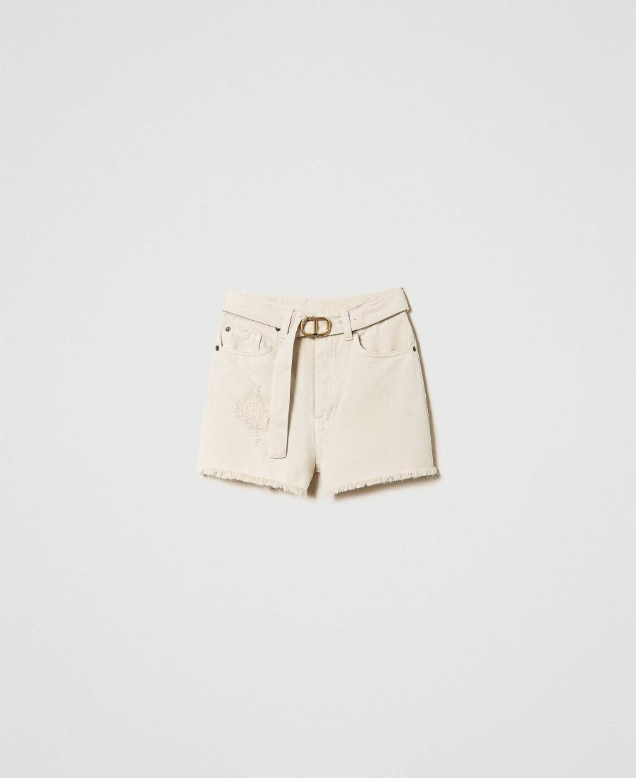 TWINSET Shorts In Bull Con Cintura Oval T Beige Online