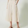 TWINSET Pantaloni Cropped In Popeline Beige Clearance