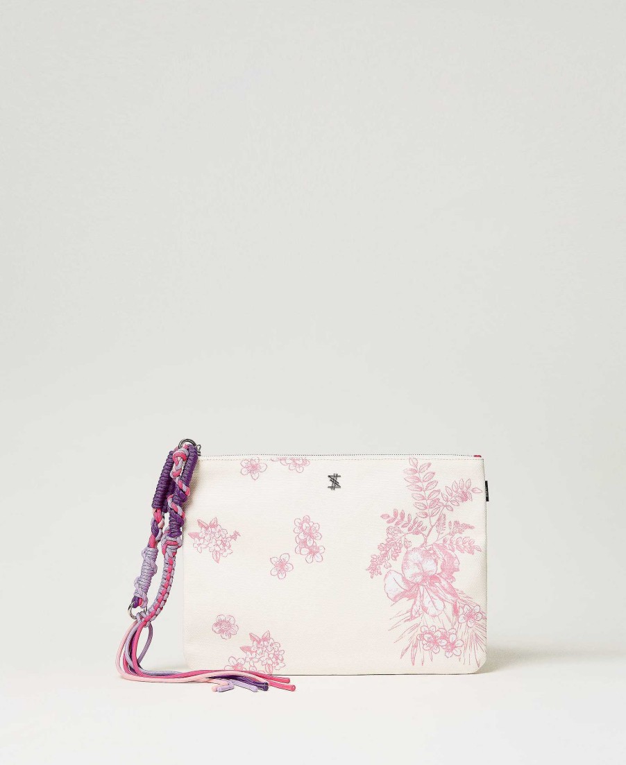 TWINSET Pochette Myfo In Canvas A Fiori Rosa Best