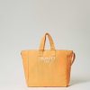 TWINSET Borsa Shopper In Canvas Con Logo Arancio Online