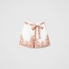 TWINSET Shorts In Lino Con Stampa A Fiori Bianco Wholesale