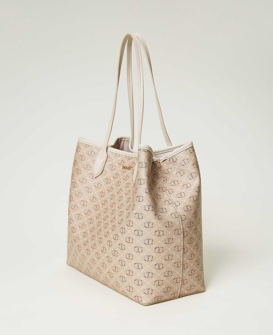 TWINSET Borsa Shopper Con Stampa Floral T Beige New