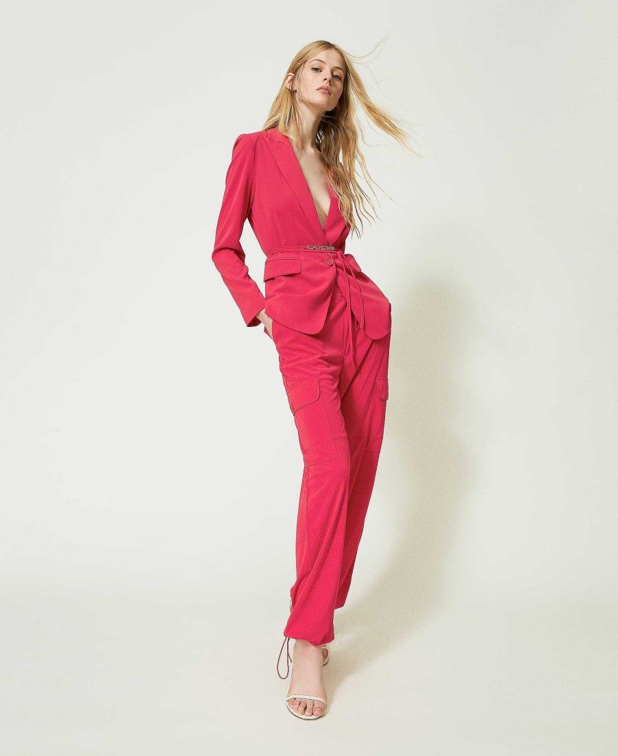 TWINSET Giacca Blazer Con Cintura Logata Fucsia Hot