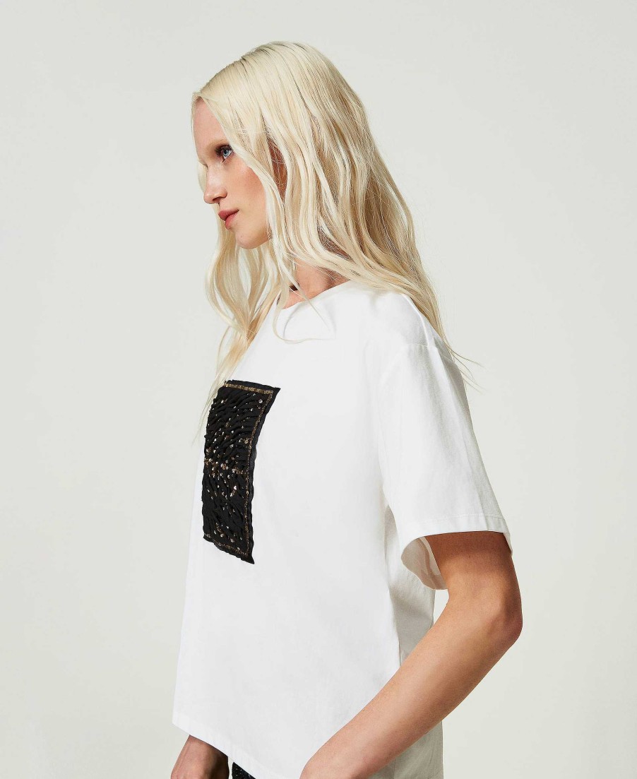 TWINSET T-Shirt Regular Con Ricamo Bianco Best