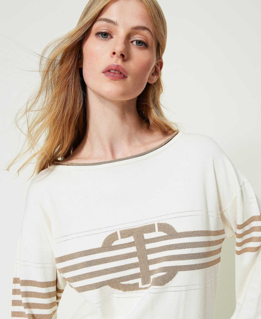 TWINSET Maglia Con Intarsio Oval T Bianco Hot