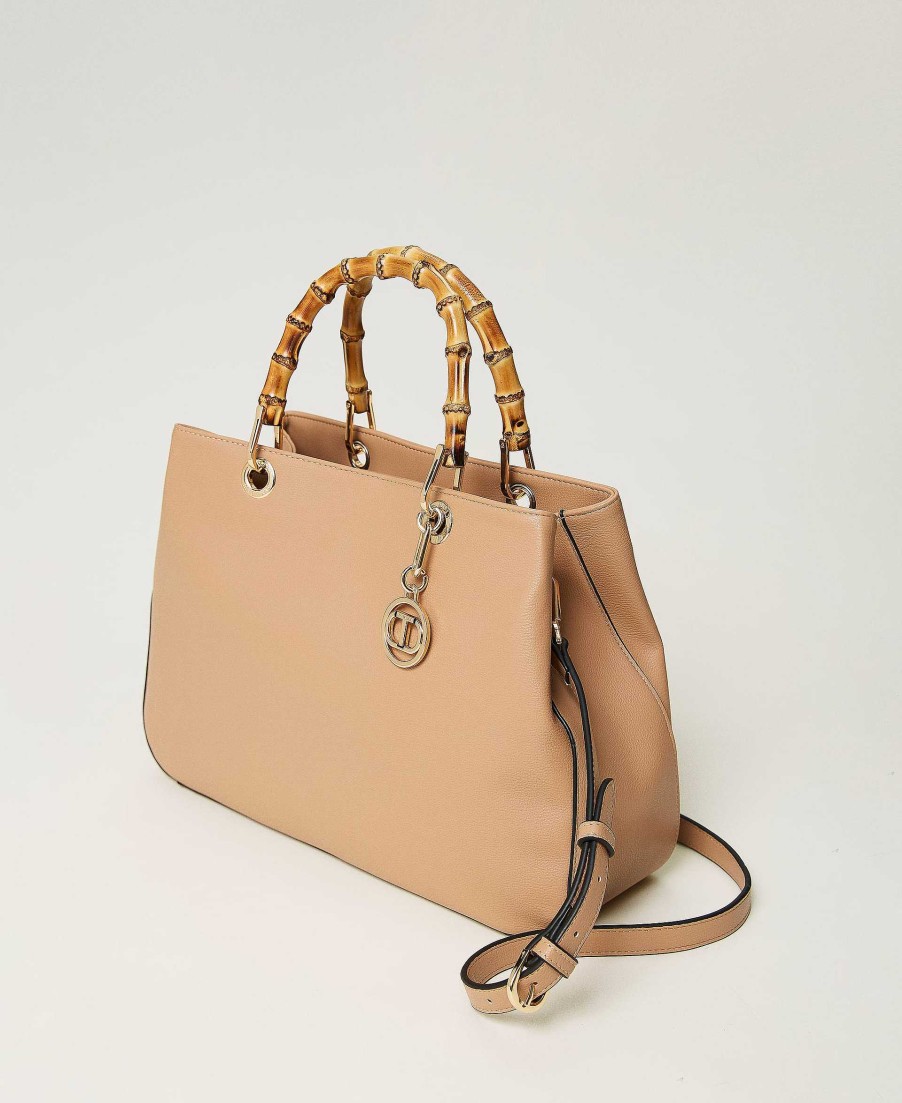 TWINSET Borsa Shopper 'Florence' Con Manici In Bamb Marrone Online