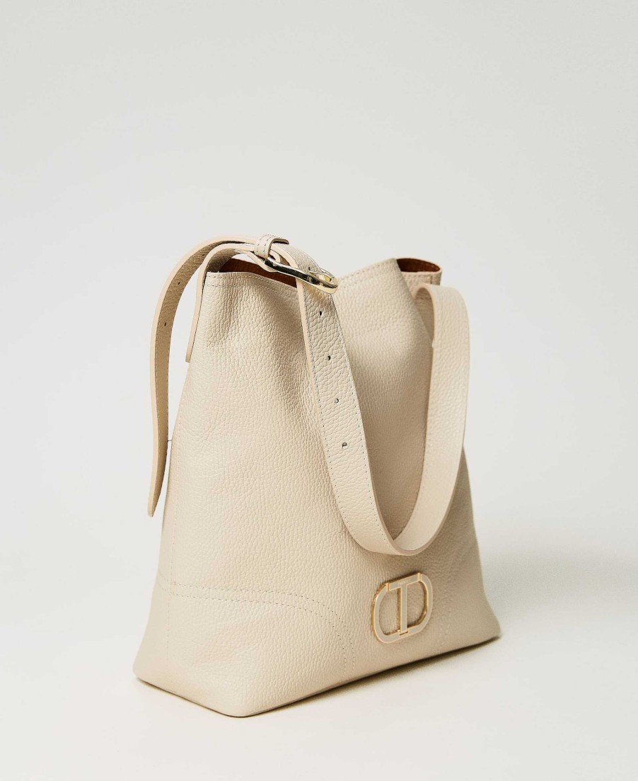 TWINSET Borsa Hobo 'New York' In Pelle Beige Wholesale