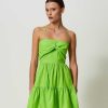 TWINSET Abito Corto Bustier In Popeline Verde New