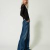 TWINSET Jeans Wide Leg Con Cut-Out Blu New