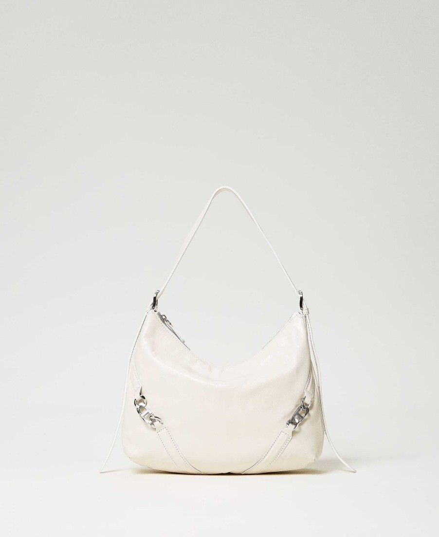 TWINSET Borsa Hobo 'Hamptons' In Pelle Lucida Bianco Hot