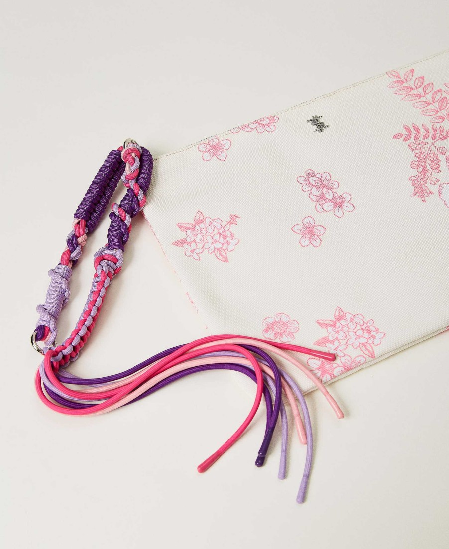 TWINSET Pochette Myfo In Canvas A Fiori Rosa Best