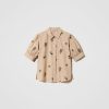 TWINSET Camicia In Popeline Con Ricamo All Over Beige New