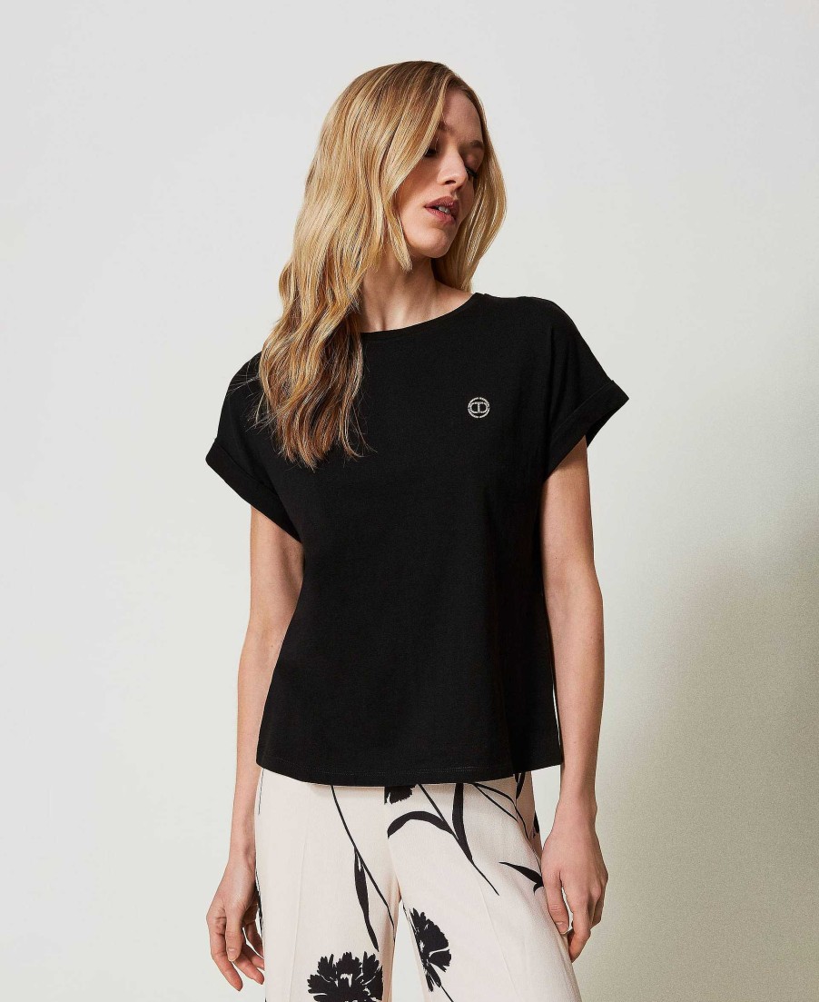 TWINSET T-Shirt Con Maniche A Kimono E Oval T Bianco Clearance