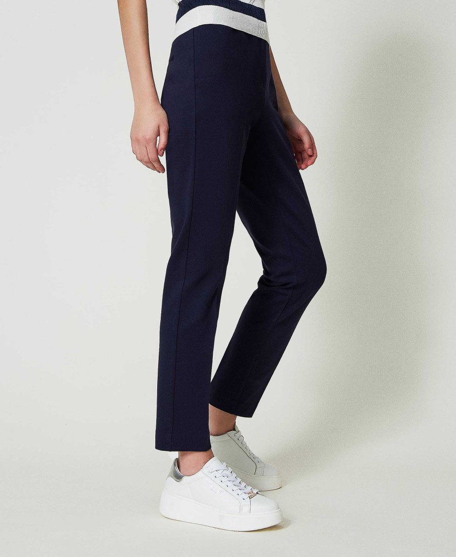 TWINSET Pantaloni A Sigaretta Con Piega Stirata Blu Hot