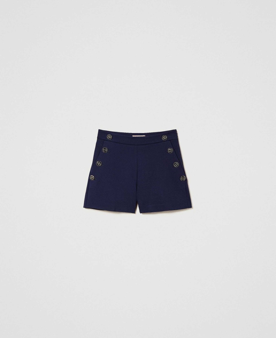 TWINSET Shorts Slim Con Bottoni Oval T Blu Best