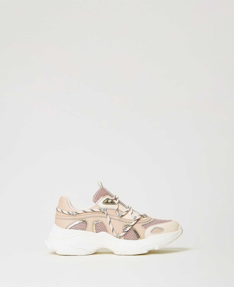 TWINSET Sneakers Slip On In Pelle Con Inserti Beige Hot