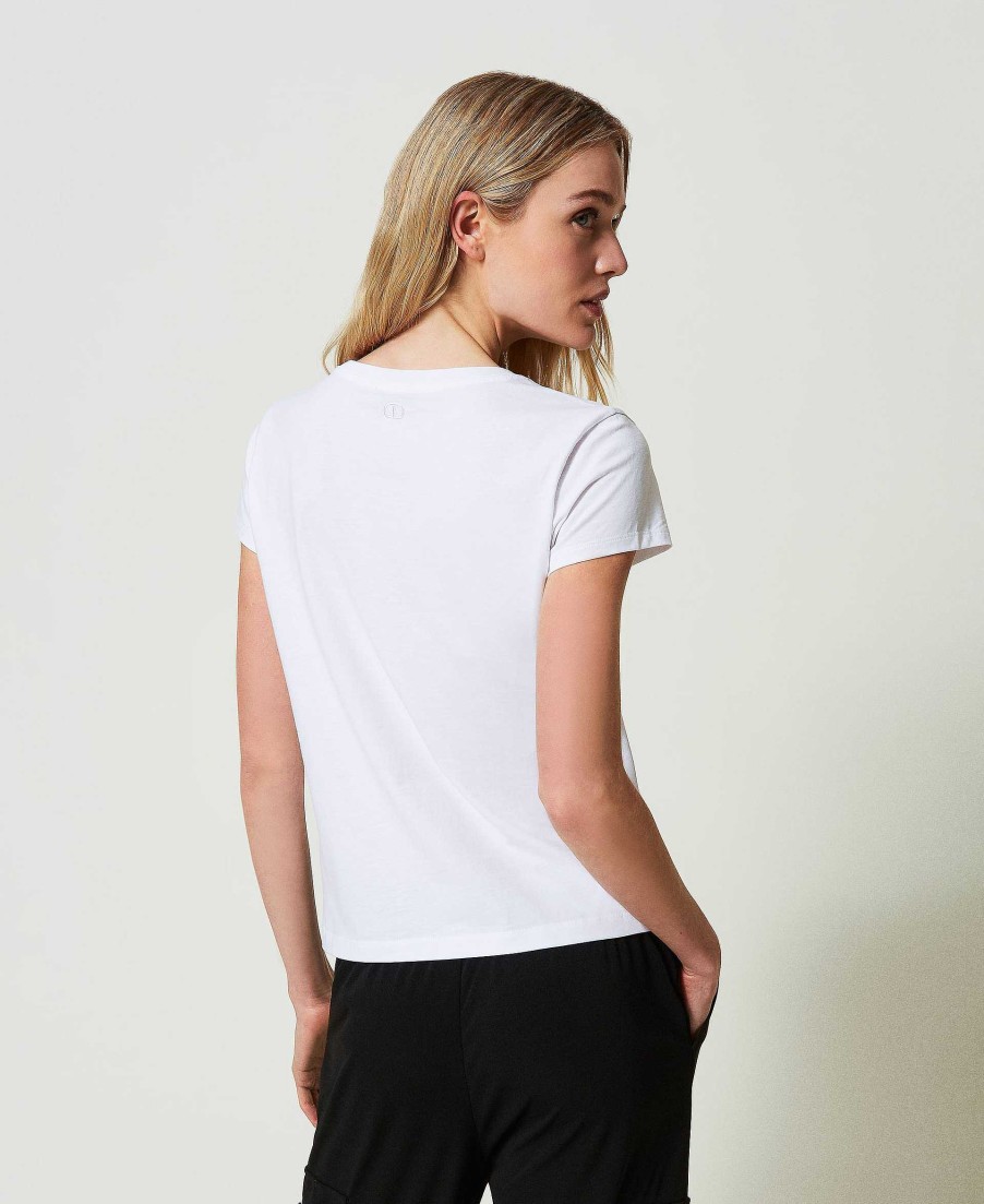 TWINSET T-Shirt Con Stampa A Cuore Bianco Clearance