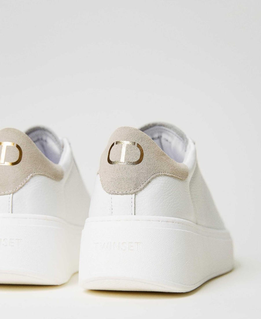 TWINSET Sneakers In Pelle Con Dettaglio A Contrasto Bianco Wholesale