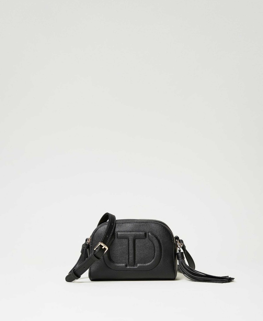 TWINSET Borsa A Tracolla Piccola Con Oval T E Nappa Nero Hot