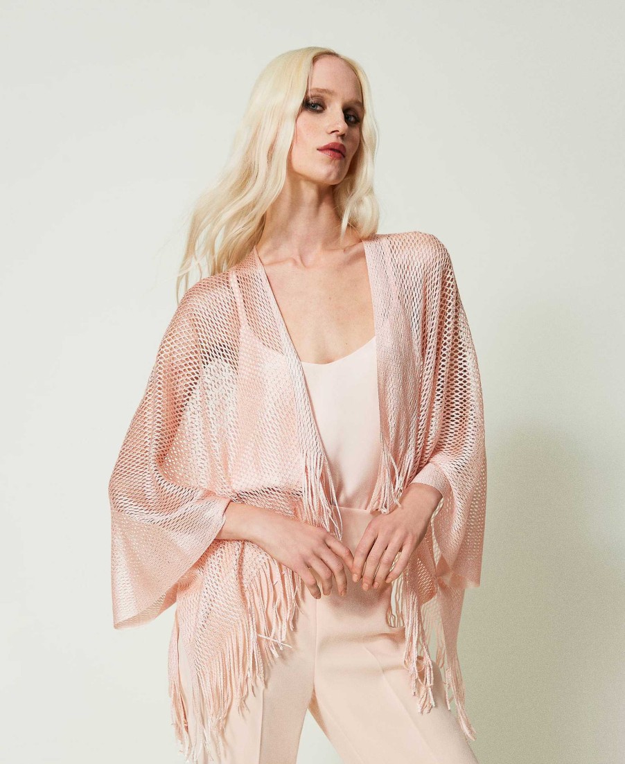 TWINSET Poncho Coprispalle In Lurex Rosa Hot