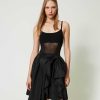 TWINSET Body A Costine Con Tulle Nero Hot