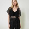 TWINSET Kimono A Rete Con Frange Nero Best