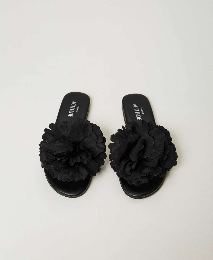 TWINSET Sandali Slide Con Fiore Nero Best