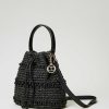 TWINSET Borsa Secchiello In Rafia Crochet Con Perle Nero Wholesale