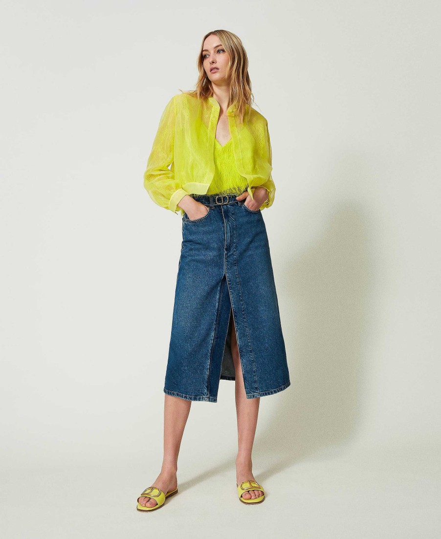 TWINSET Gonna Longuette In Jeans Blu Online