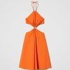 TWINSET Abito Longuette In Popeline Con Cut-Out Arancio Online